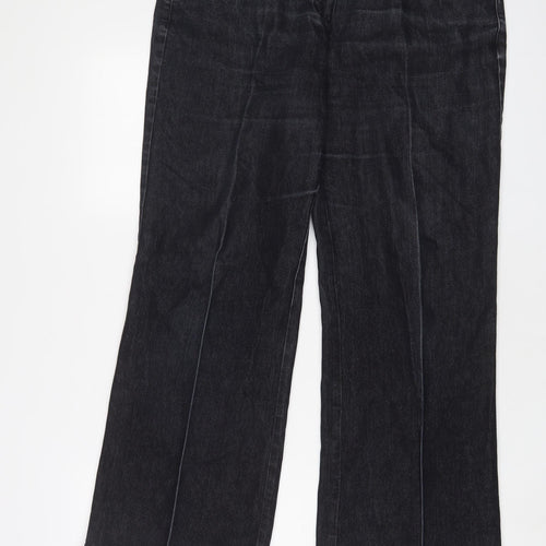 Wallis Womens Black Cotton Straight Jeans Size 16 L30 in Regular Zip