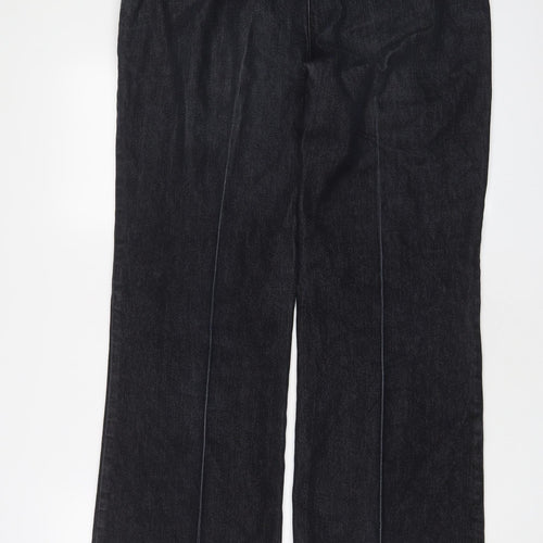 Wallis Womens Black Cotton Straight Jeans Size 16 L30 in Regular Zip