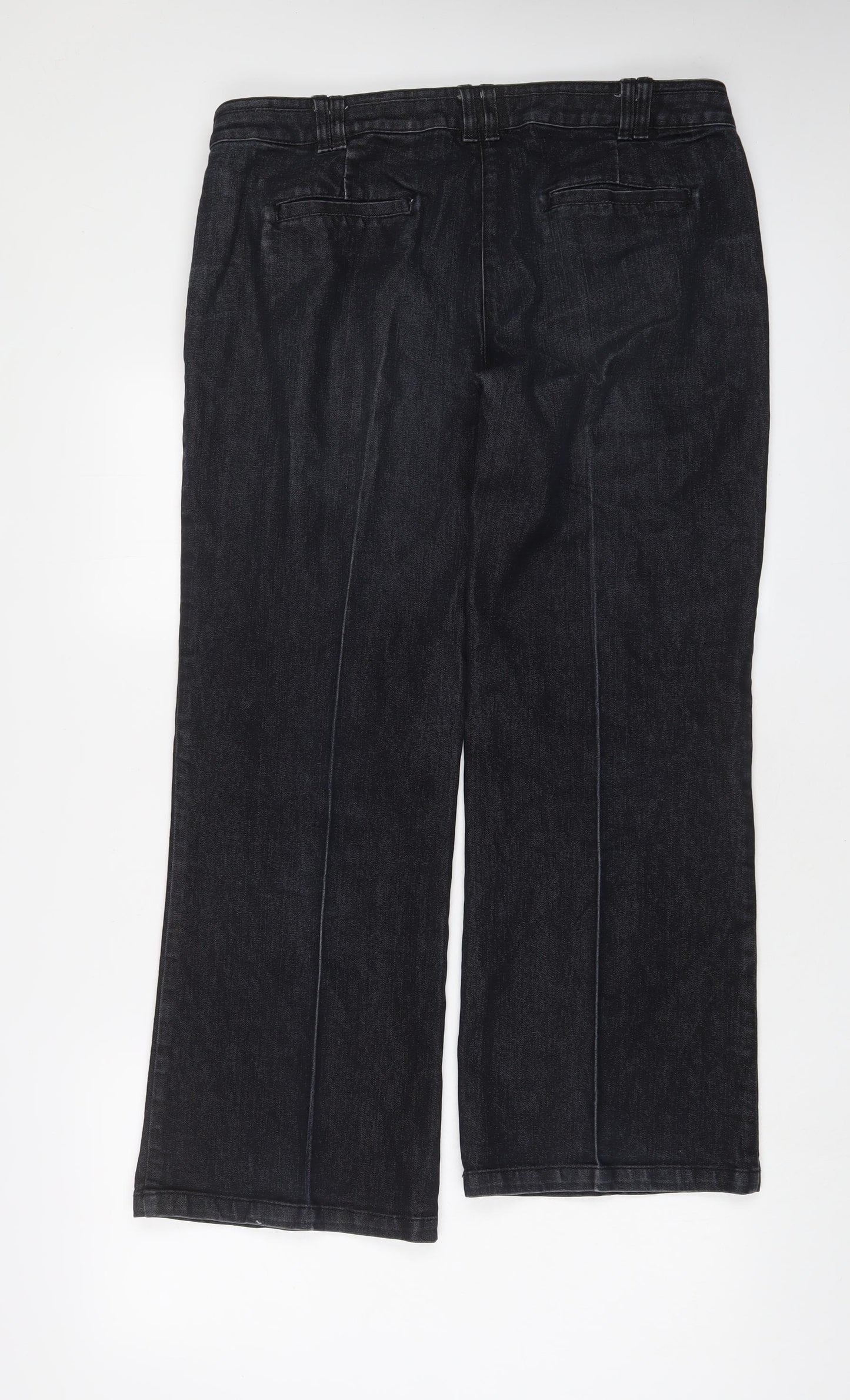 Wallis Womens Black Cotton Straight Jeans Size 16 L30 in Regular Zip