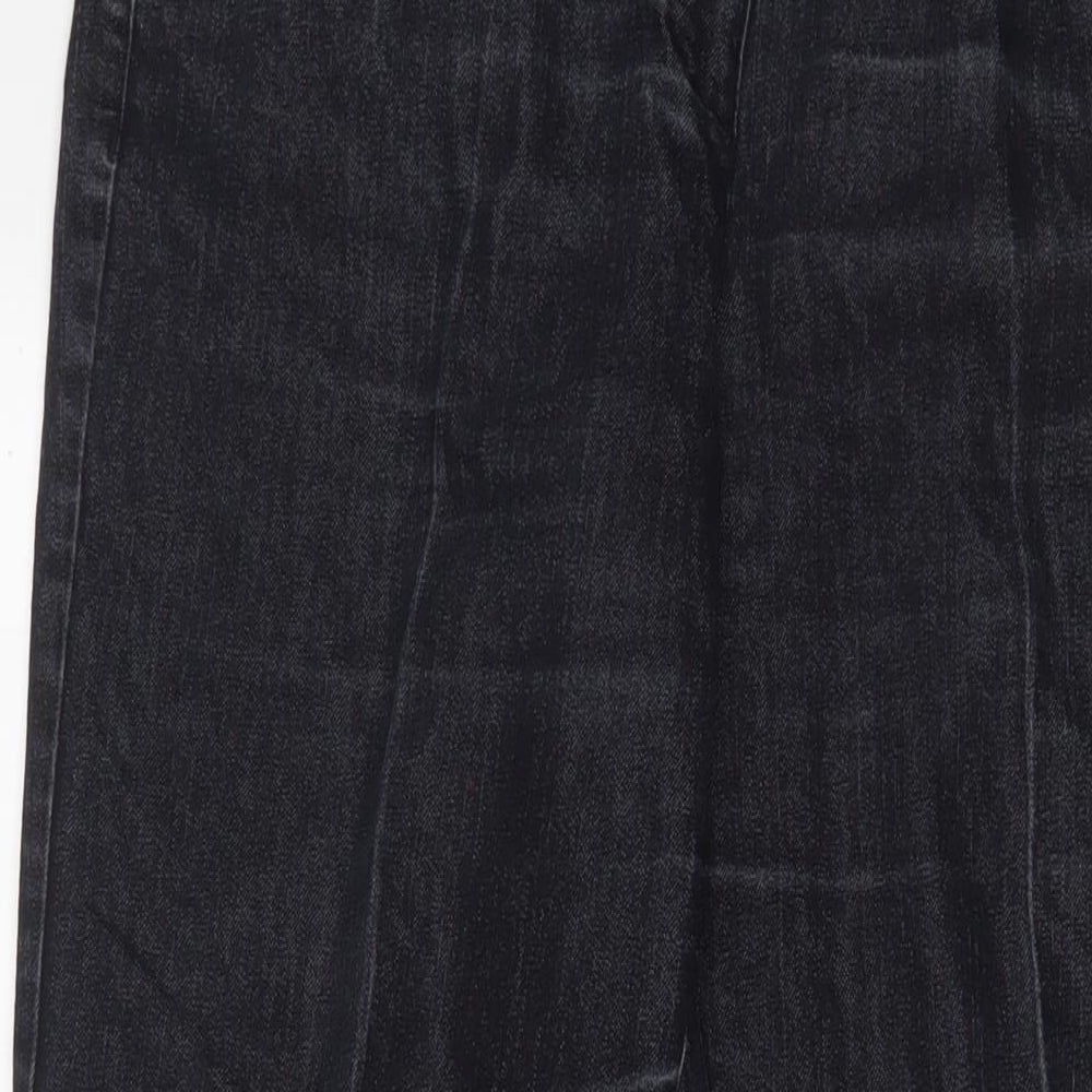 Wallis Womens Black Cotton Straight Jeans Size 16 L30 in Regular Zip