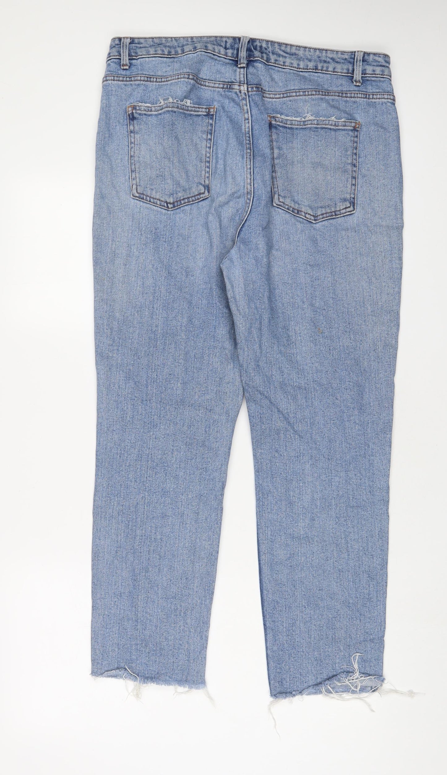Denim & Co. Womens Blue Cotton Straight Jeans Size 16 L28 in Regular Zip