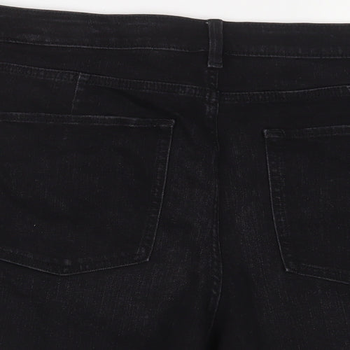 Marks and Spencer Womens Black Cotton Mom Shorts Size 20 L4 in Regular Zip