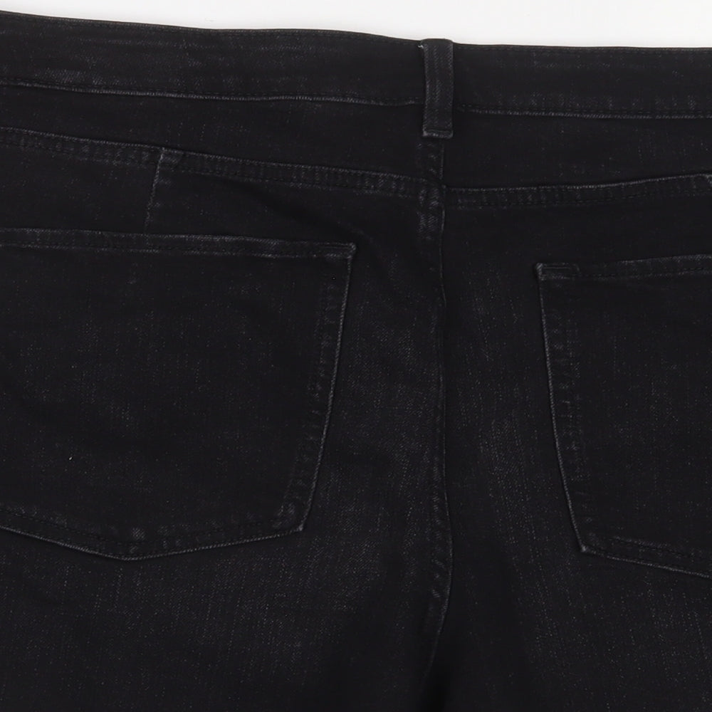Marks and Spencer Womens Black Cotton Mom Shorts Size 20 L4 in Regular Zip