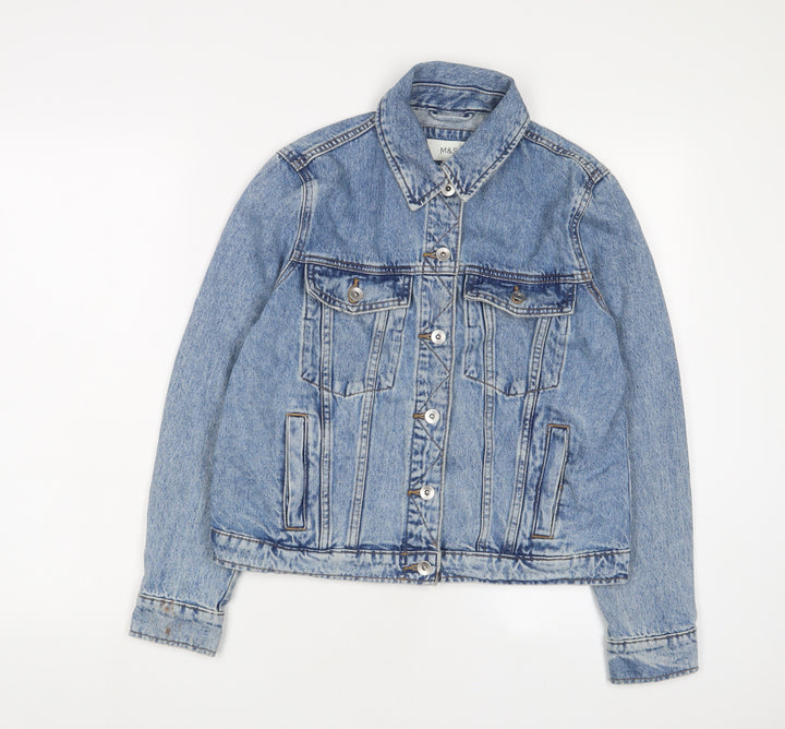 Marks and Spencer Womens Blue Jacket Size 10 Button