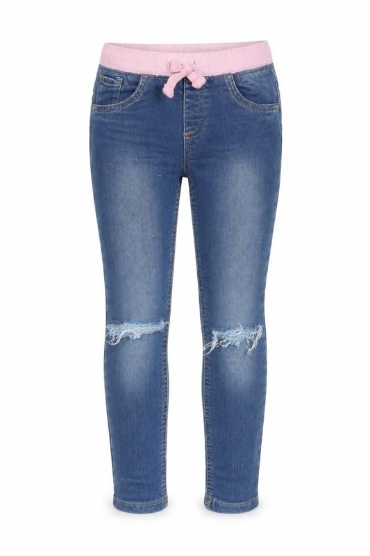 F&F Girls Blue Cotton Skinny Jeans Size 6-7 Years L20 in Regular Pullover
