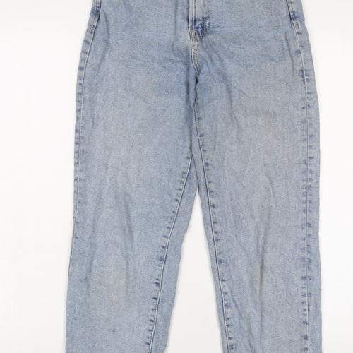 Stradivarius Womens Blue Cotton Straight Jeans Size 10 L26 in Regular Zip