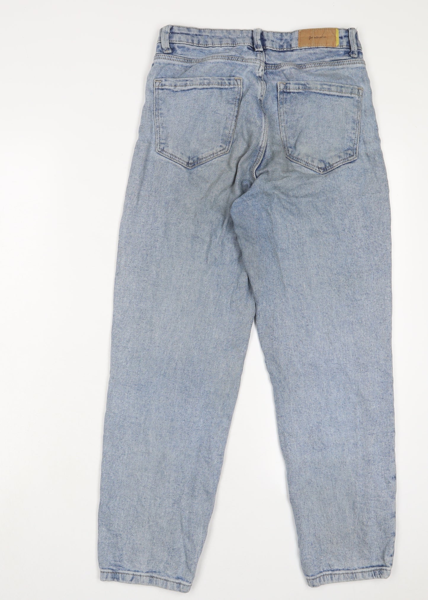 Stradivarius Womens Blue Cotton Straight Jeans Size 10 L26 in Regular Zip