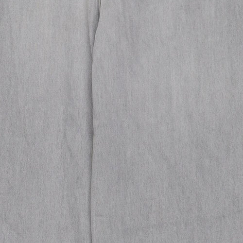 Per Una Womens Grey Cotton Straight Jeans Size 14 L28 in Regular Zip