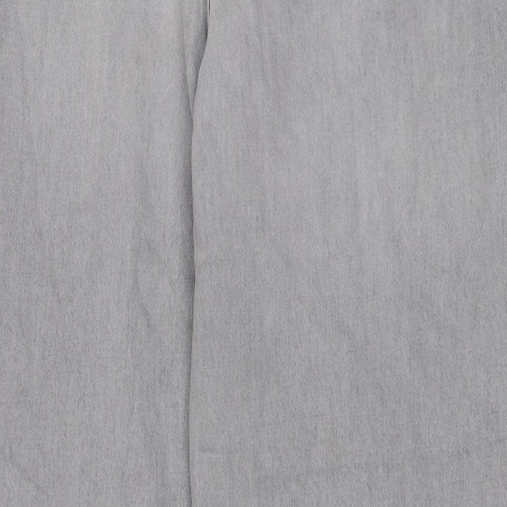 Per Una Womens Grey Cotton Straight Jeans Size 14 L28 in Regular Zip