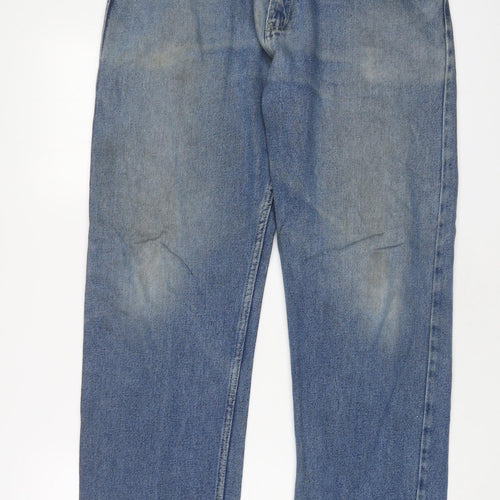 F&F Mens Blue Cotton Straight Jeans Size 34 in L32 in Regular Zip
