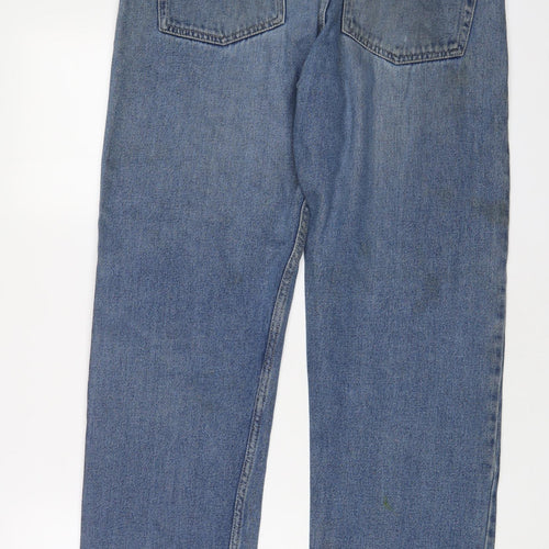 F&F Mens Blue Cotton Straight Jeans Size 34 in L32 in Regular Zip
