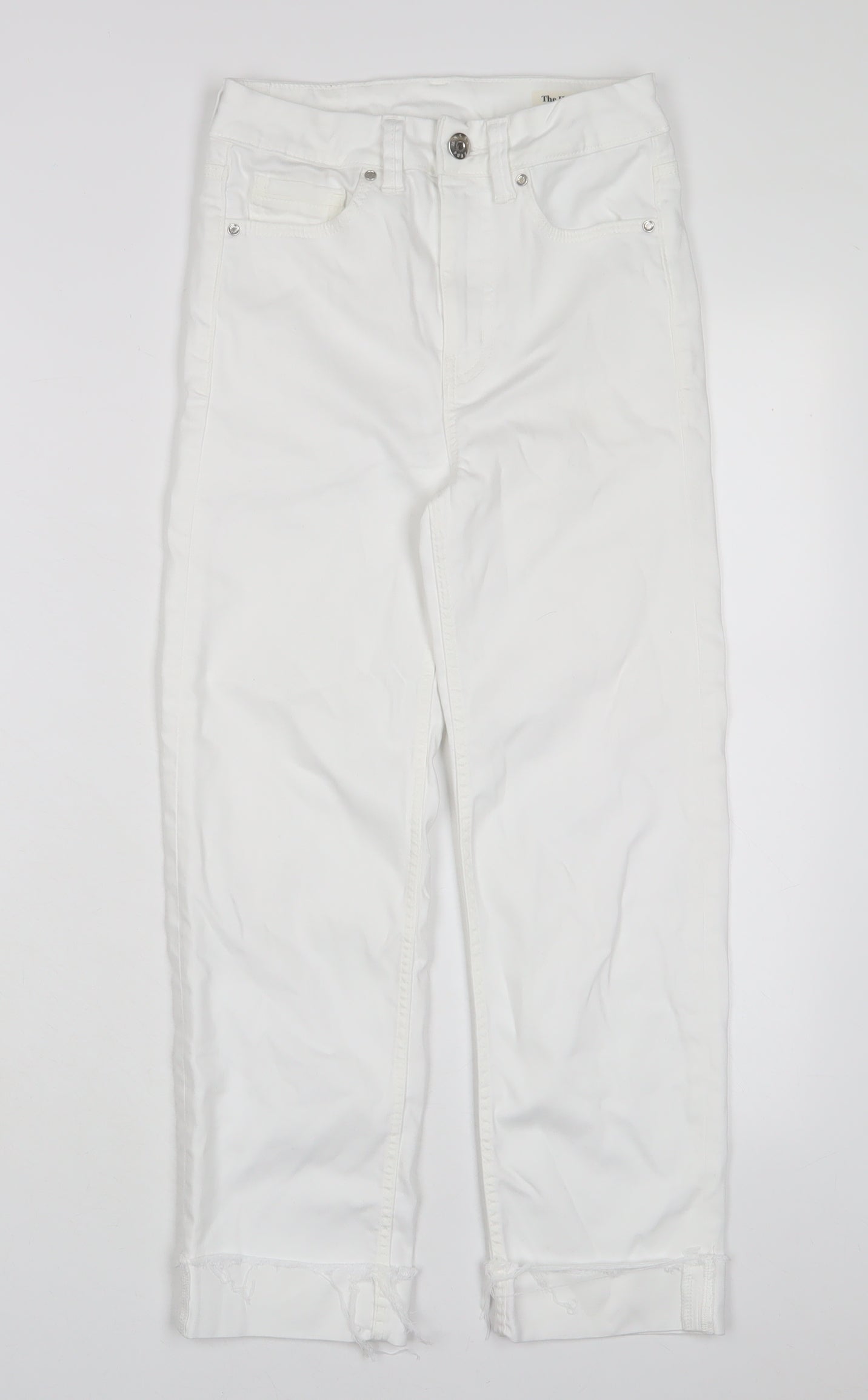 Marks and Spencer Womens White Cotton Straight Jeans Size 6 L23 in Regular Zip