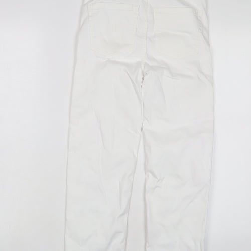 Marks and Spencer Womens White Cotton Straight Jeans Size 6 L23 in Regular Zip