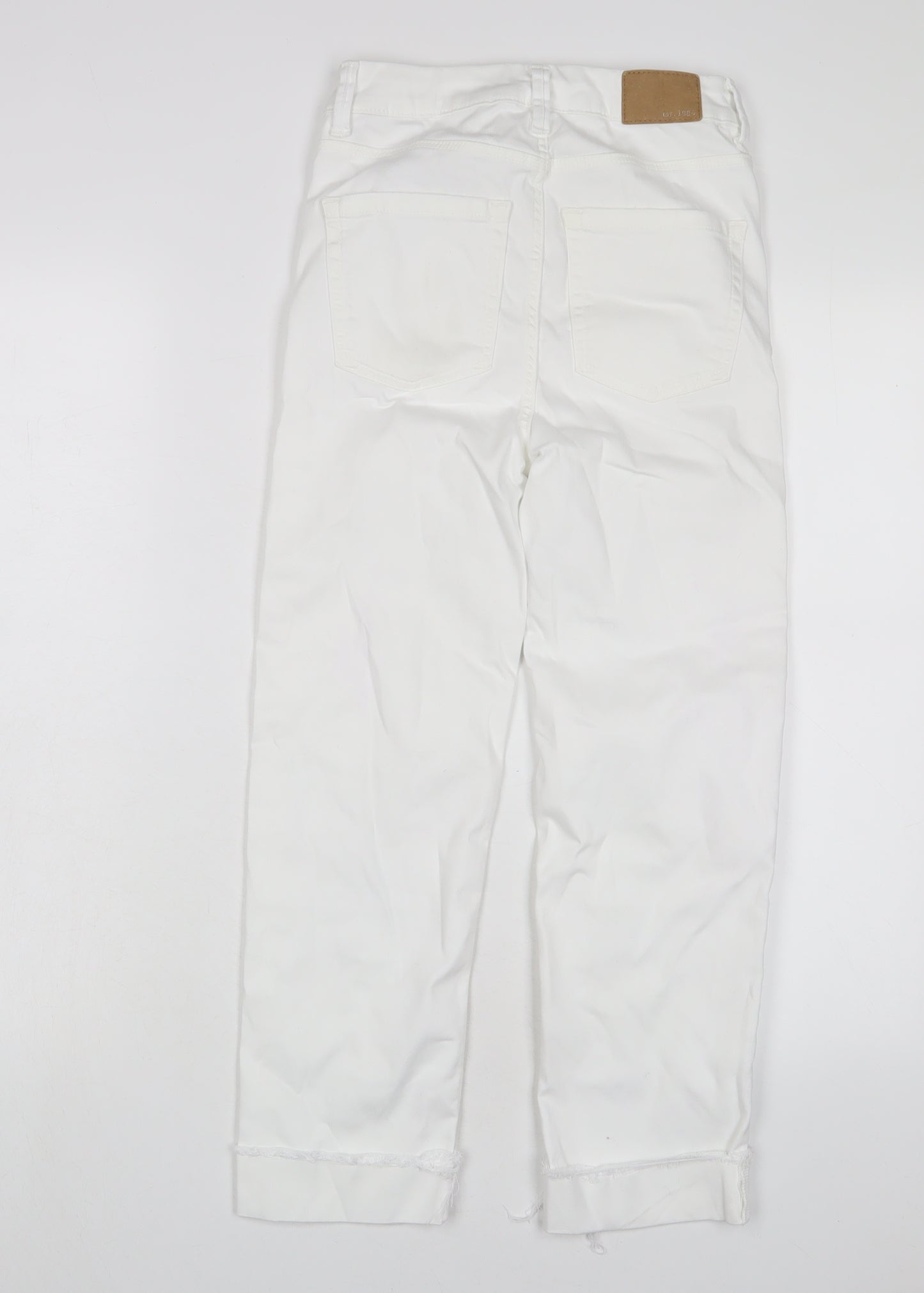 Marks and Spencer Womens White Cotton Straight Jeans Size 6 L23 in Regular Zip