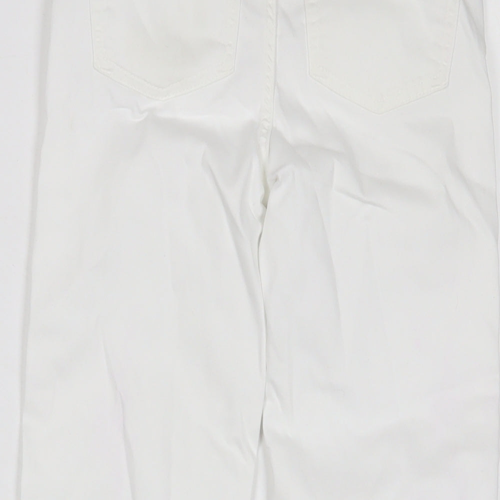 Marks and Spencer Womens White Cotton Straight Jeans Size 6 L23 in Regular Zip