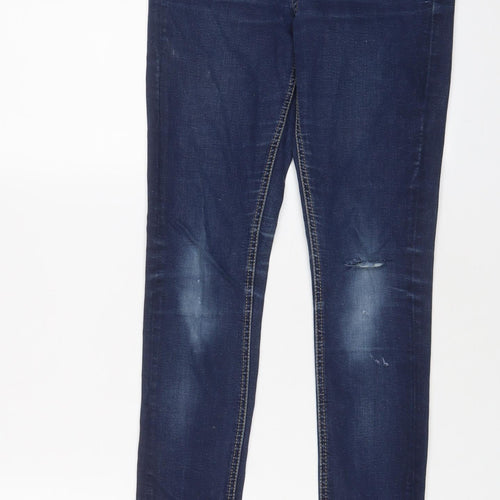 Warehouse Womens Blue Cotton Skinny Jeans Size 8 L27 in Regular Zip