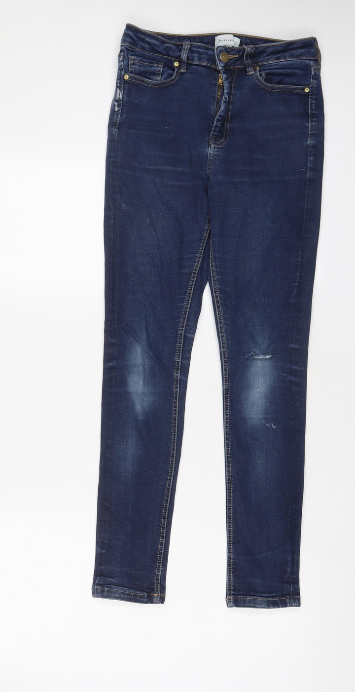 Warehouse Womens Blue Cotton Skinny Jeans Size 8 L27 in Regular Zip
