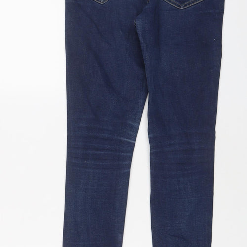 Warehouse Womens Blue Cotton Skinny Jeans Size 8 L27 in Regular Zip
