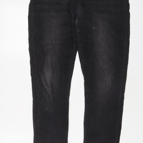 Marks and Spencer Girls Black Cotton Skinny Jeans Size 14-15 Years L29 in Regular Zip