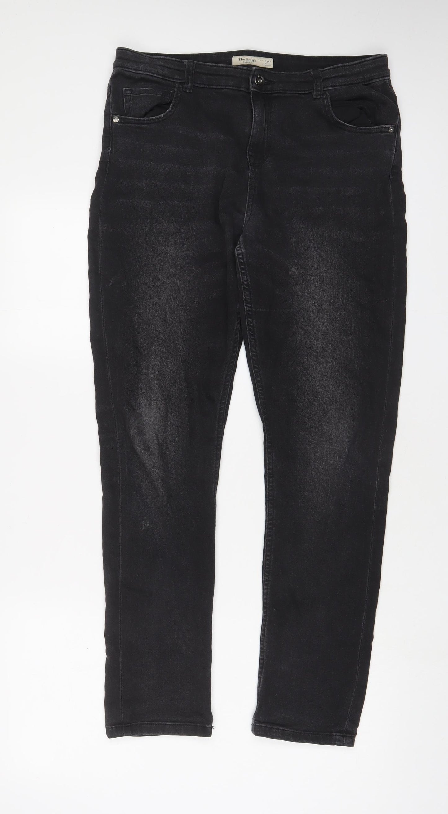 Marks and Spencer Girls Black Cotton Skinny Jeans Size 14-15 Years L29 in Regular Zip