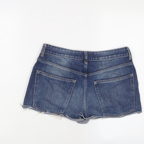 ASOS Womens Blue Cotton Hot Pants Shorts Size 10 Regular Zip