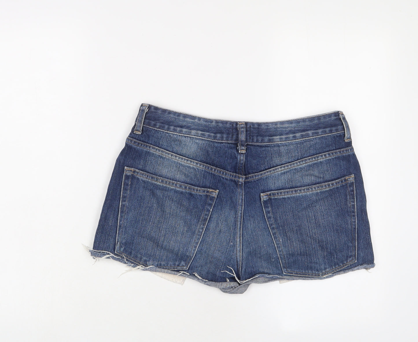 ASOS Womens Blue Cotton Hot Pants Shorts Size 10 Regular Zip