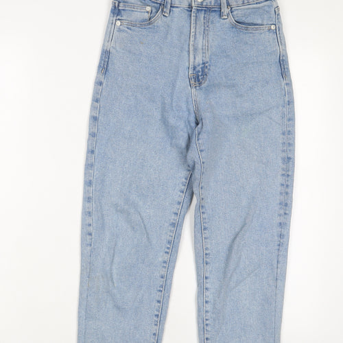 Stradivarius Womens Blue Cotton Straight Jeans Size 6 L21 in Regular Zip