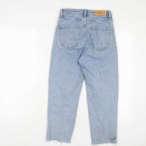 Stradivarius Womens Blue Cotton Straight Jeans Size 6 L21 in Regular Zip