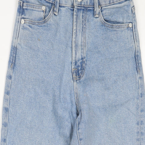 Stradivarius Womens Blue Cotton Straight Jeans Size 6 L21 in Regular Zip