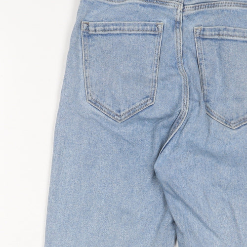 Stradivarius Womens Blue Cotton Straight Jeans Size 6 L21 in Regular Zip