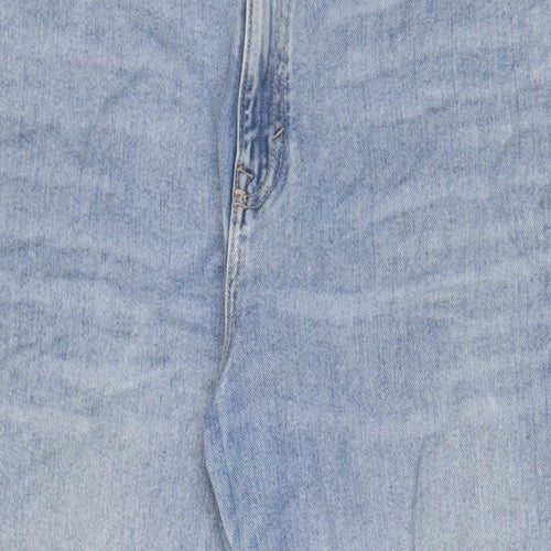 Marks and Spencer Womens Blue Cotton Wide-Leg Jeans Size 16 L30 in Regular Zip
