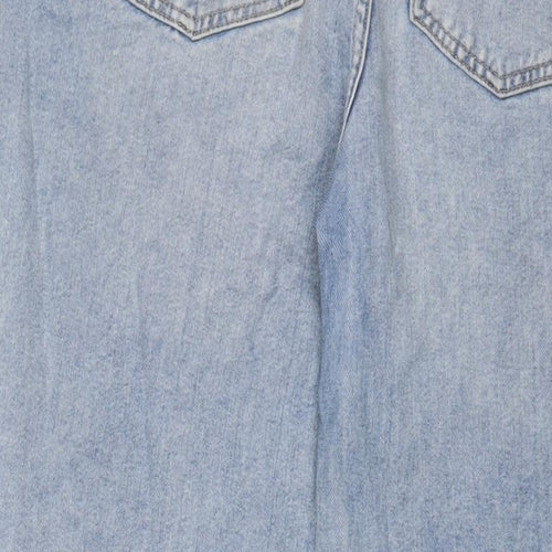 Marks and Spencer Womens Blue Cotton Wide-Leg Jeans Size 16 L30 in Regular Zip