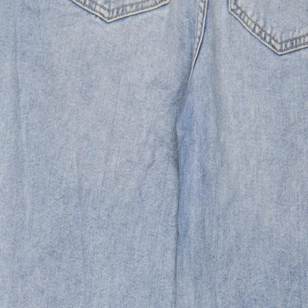 Marks and Spencer Womens Blue Cotton Wide-Leg Jeans Size 16 L30 in Regular Zip