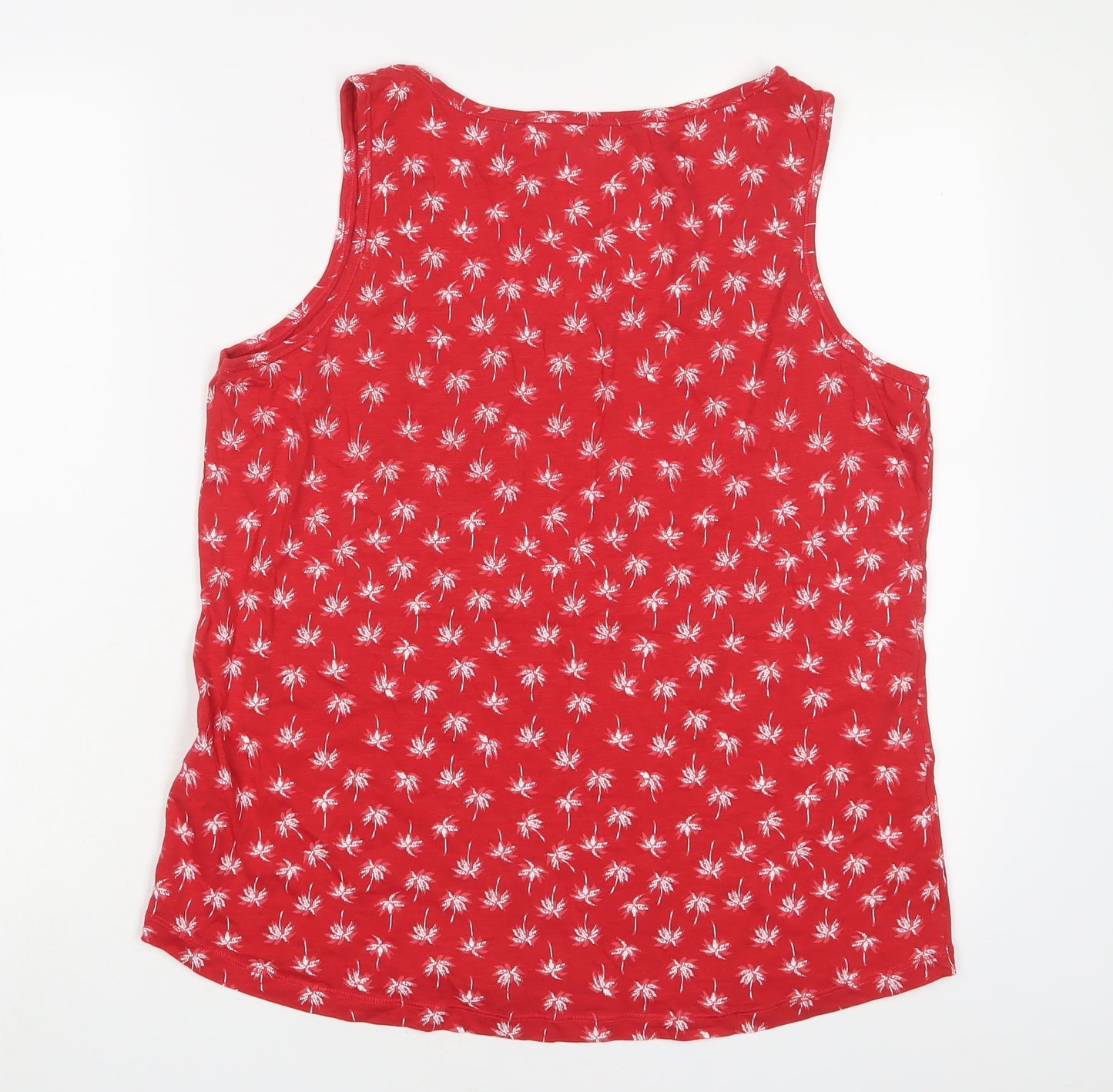 Debenhams Womens Red Floral Cotton Basic Tank Size 16 Scoop Neck