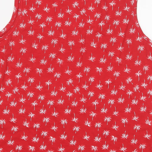 Debenhams Womens Red Floral Cotton Basic Tank Size 16 Scoop Neck