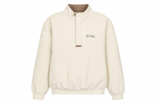 Front view of GEAR FOR SPORTS women’s beige polyester pullover sweatshirt, size L, button