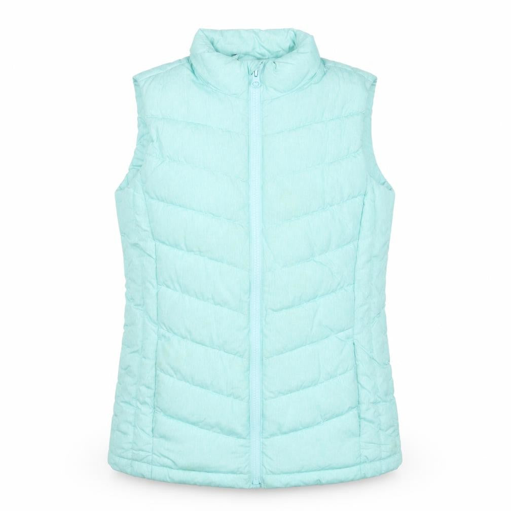 Front view of Gap girls’ blue gilet jacket, size 12, years zip