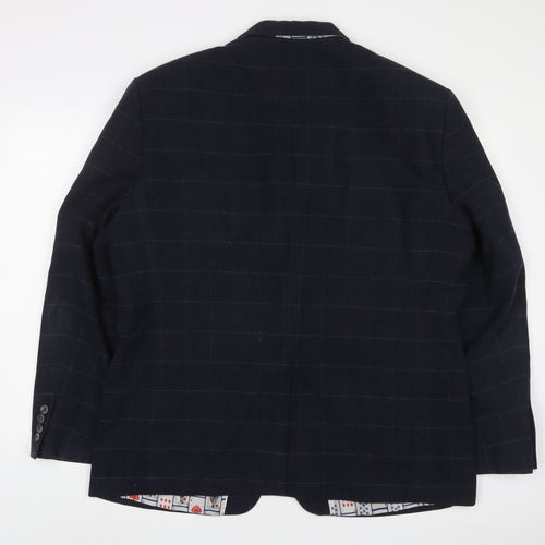 Cavani Mens Blue Plaid Polyester Jacket Suit Jacket Size 50 Regular
