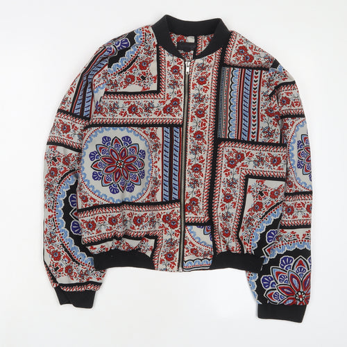 Topshop Womens Multicoloured Fair Isle Jacket Size 10 Zip