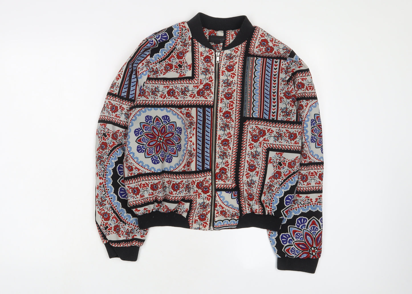 Topshop Womens Multicoloured Fair Isle Jacket Size 10 Zip