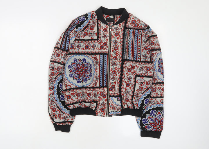 Topshop Womens Multicoloured Fair Isle Jacket Size 10 Zip
