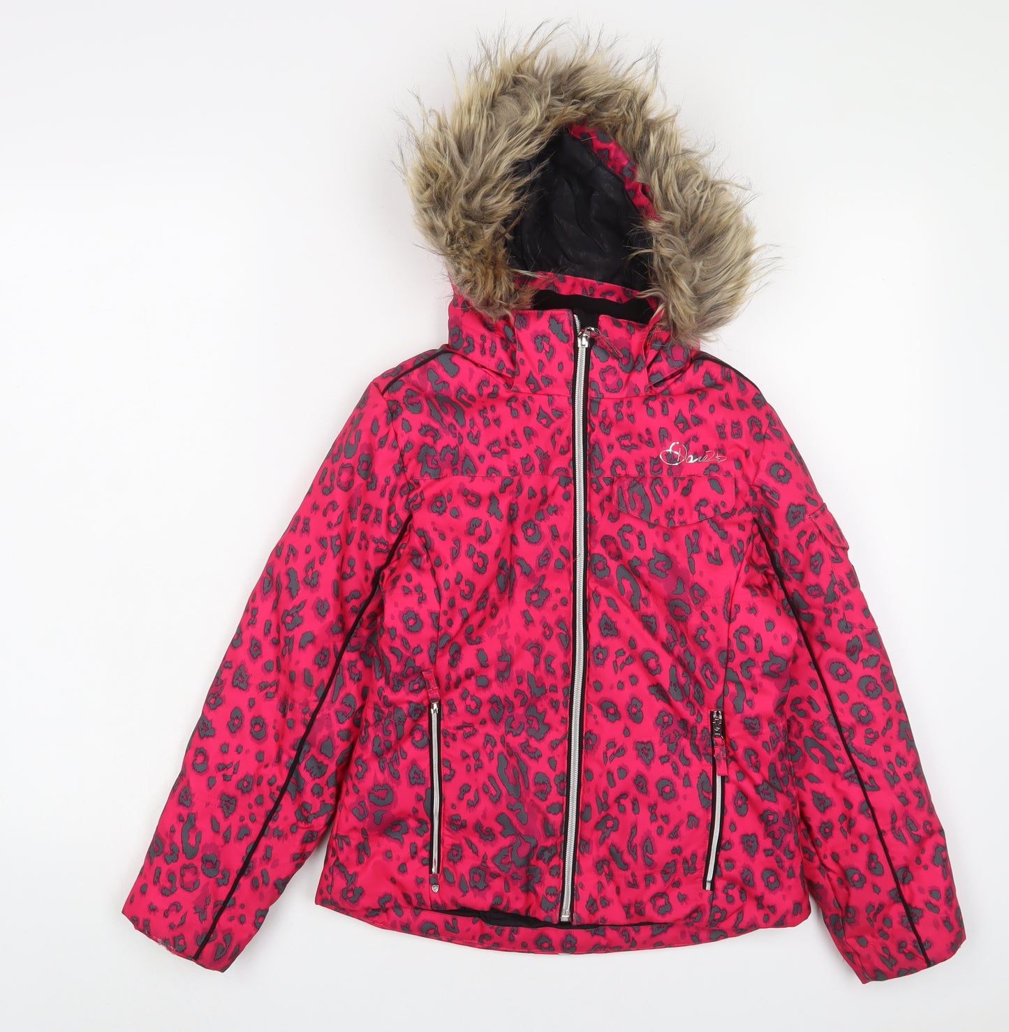 Dare 2B Girls Pink Animal Print Basic Coat Coat Size 7-8 Years Zip