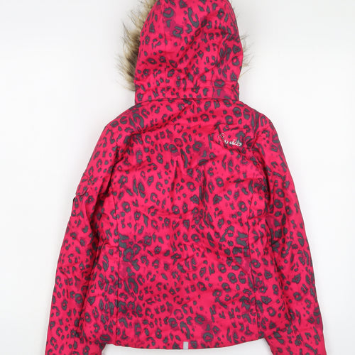 Dare 2B Girls Pink Animal Print Basic Coat Coat Size 7-8 Years Zip