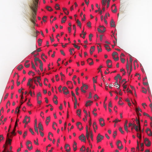 Dare 2B Girls Pink Animal Print Basic Coat Coat Size 7-8 Years Zip