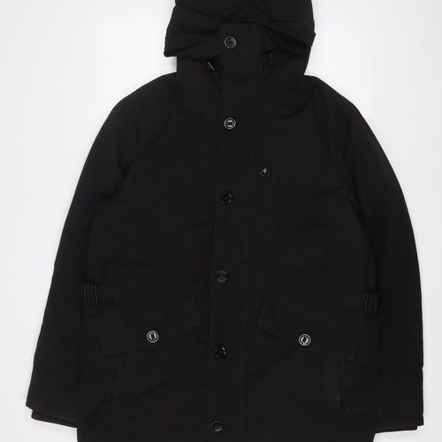 Zara Mens Black Jacket Coat Size L Zip