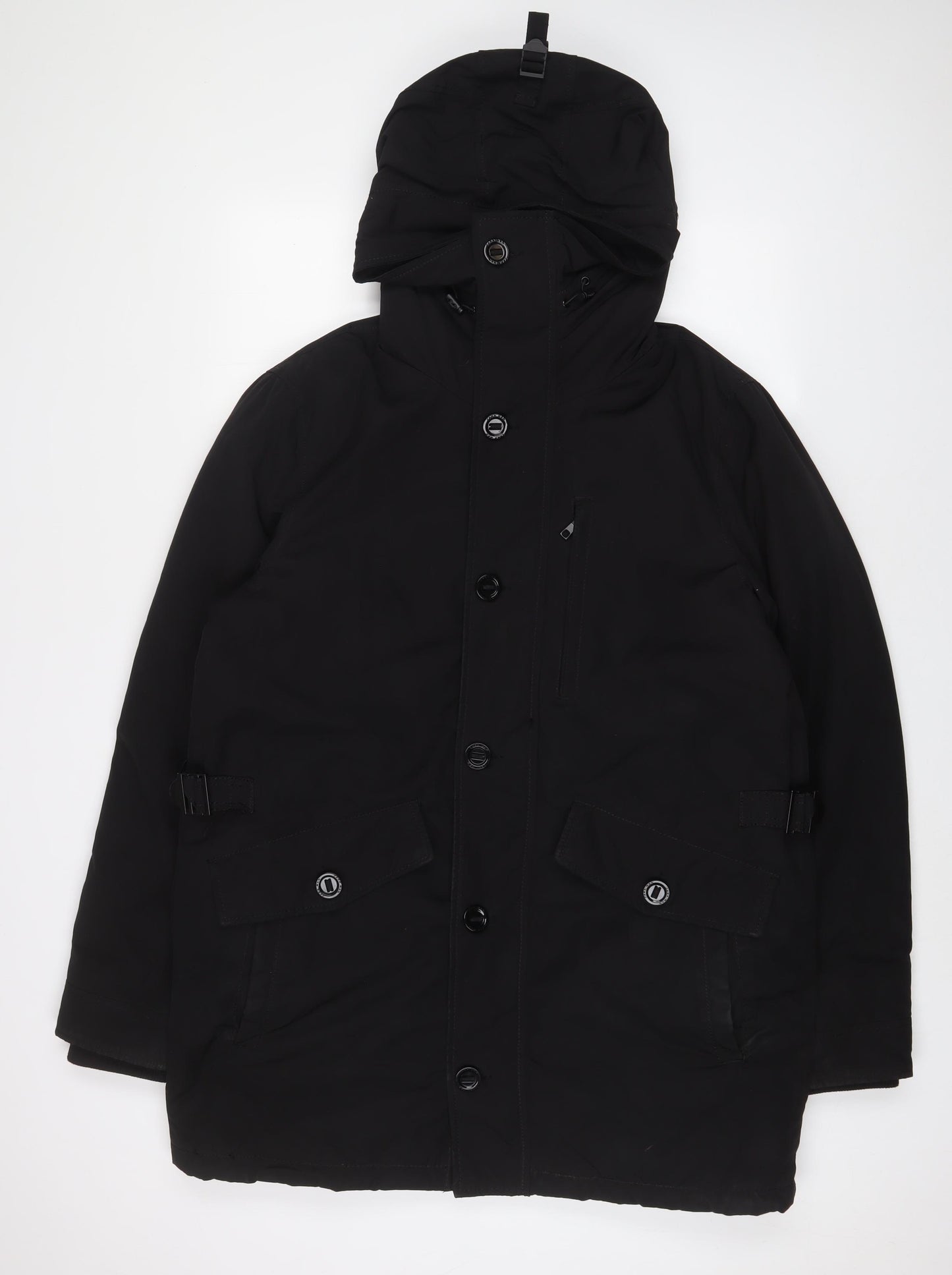 Zara Mens Black Jacket Coat Size L Zip