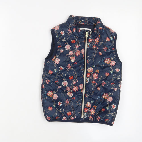 name it Girls Blue Floral Gilet Jacket Size 5 Years Zip