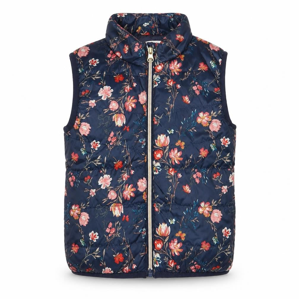name it Girls Blue Floral Gilet Jacket Size 5 Years Zip