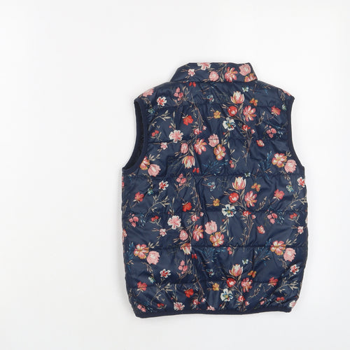 name it Girls Blue Floral Gilet Jacket Size 5 Years Zip