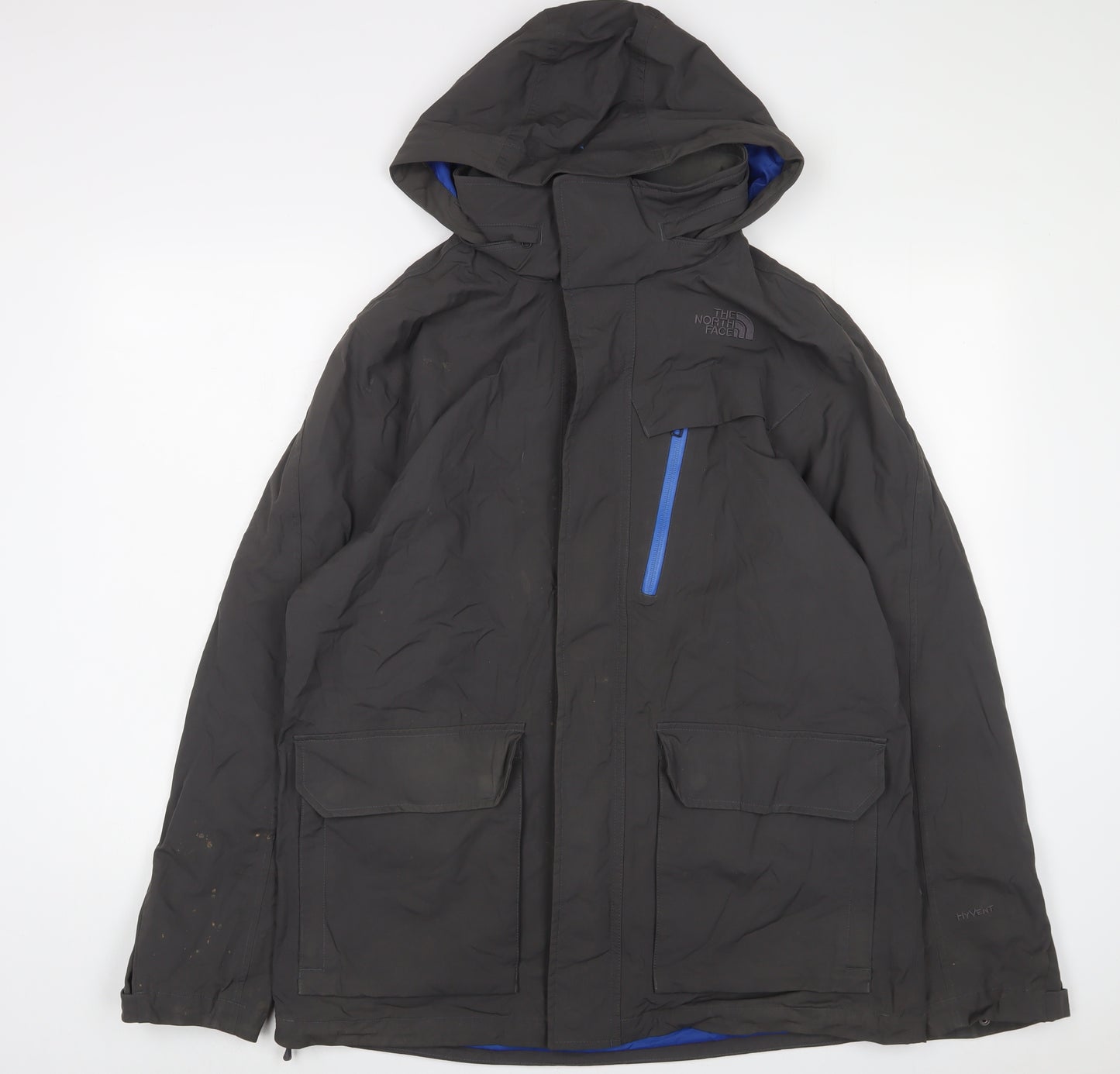 The North Face Mens Grey Jacket Coat Size M Zip - Logo, Embroidered